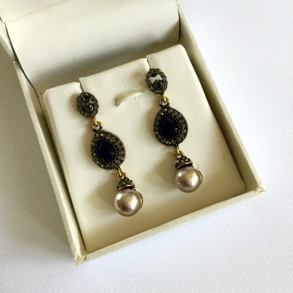 Vtg Style Boho Ethnic Water-drop Crystal Rhinestone Faux Pearl Dangling Earrings - Picture 7 of 14